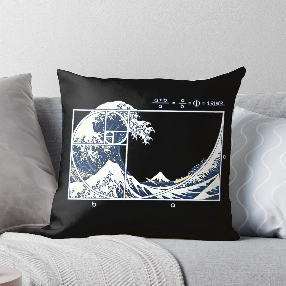Fibonacci wave pattern pillow with a calming, geometric design inspired by nature's mathematical perfection.