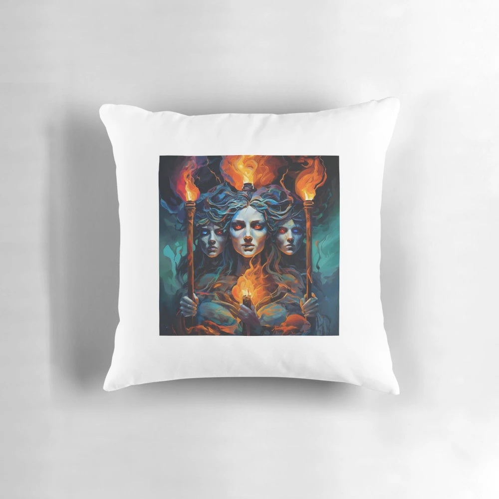 Hecate, the Greek goddess of magic, featured on a stylish and comfortable pillow.