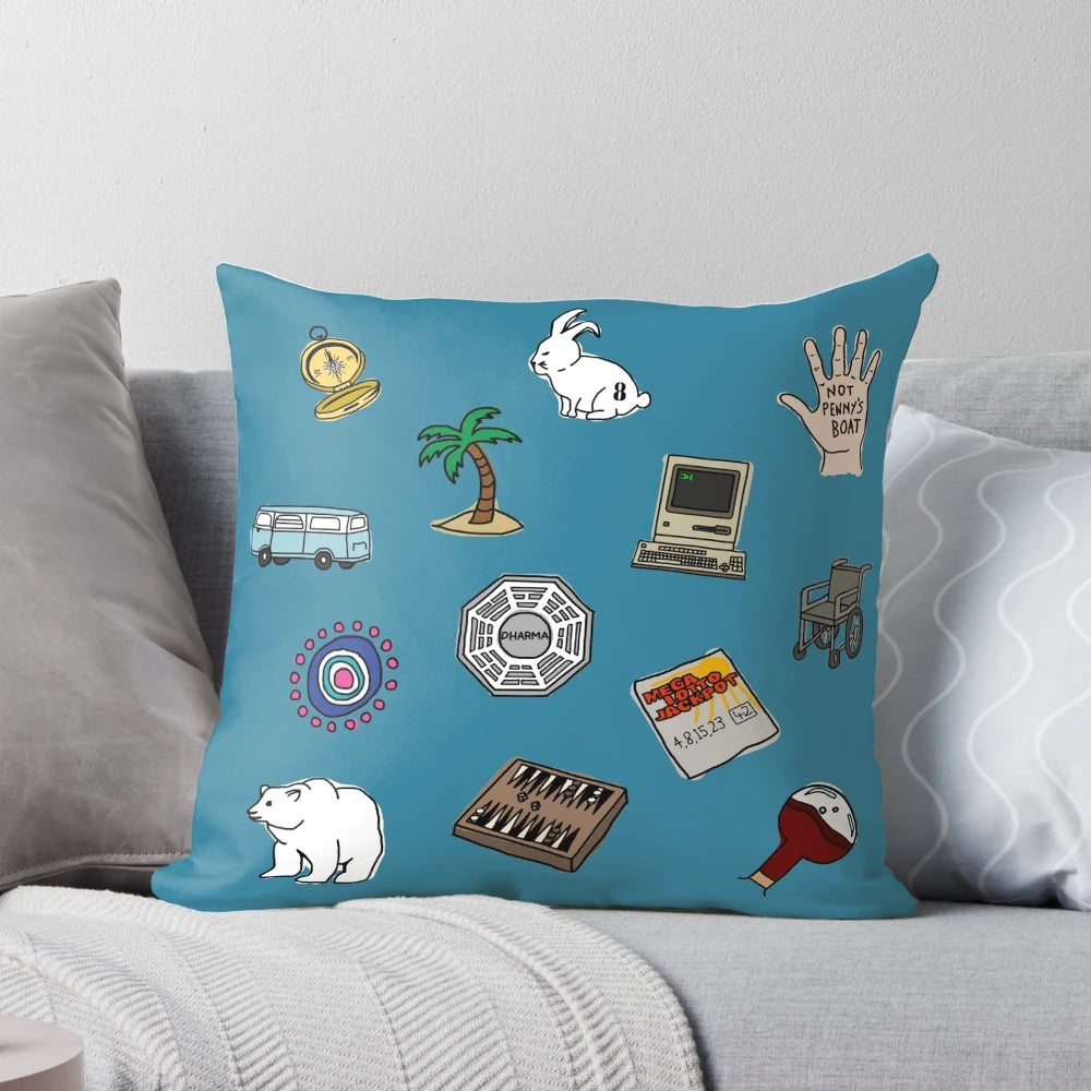Lost Pillow with Dharma Initiative and Oceanic Airlines Inspired Design
