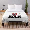 ACDC-inspired plush blanket with band logo and imagery