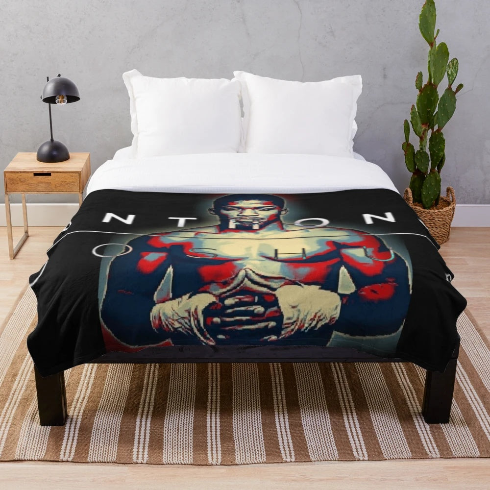 An image of an Anthony Joshua inspired plush blanket