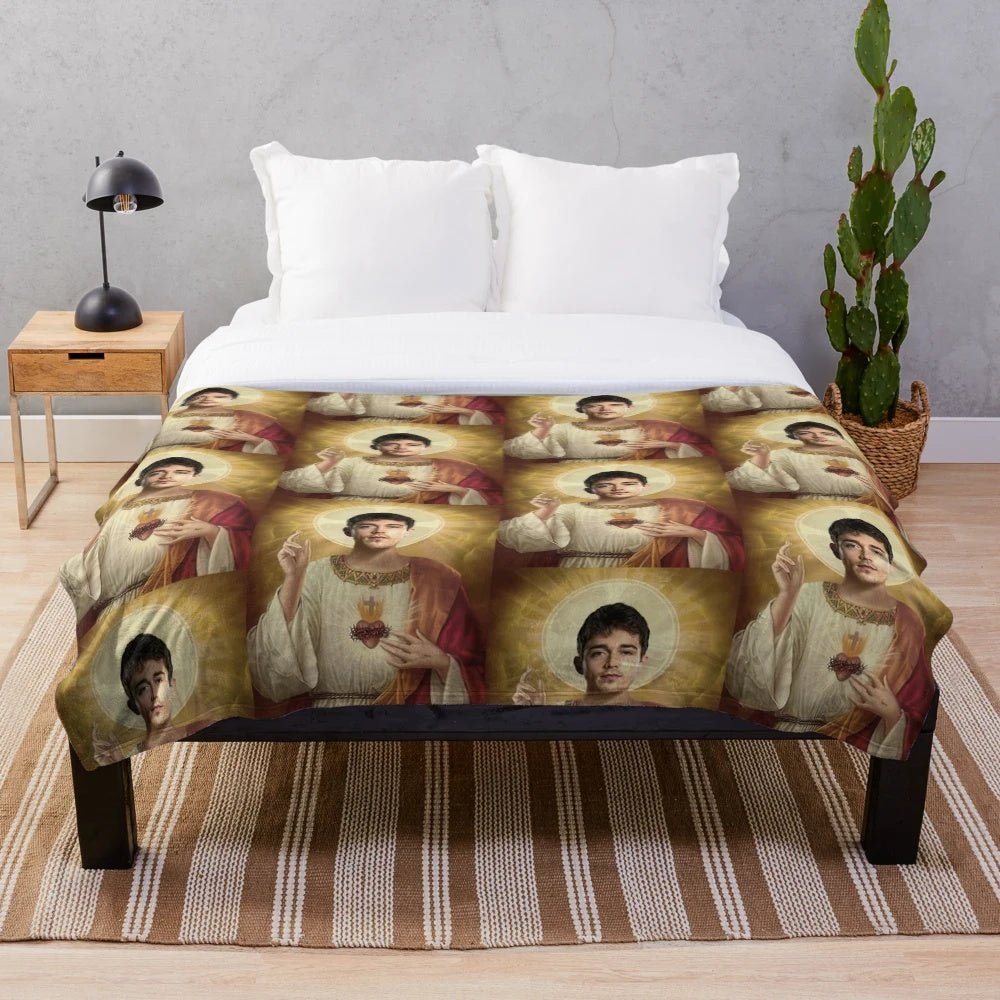 Plush blanket featuring the image of Formula 1 driver Charles Leclerc