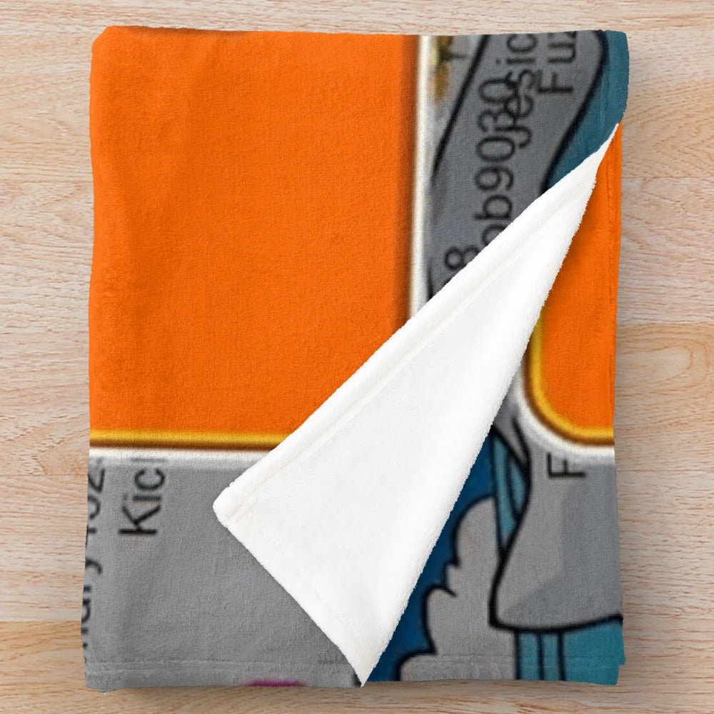 Club Penguin-inspired plush blanket with banned game humor