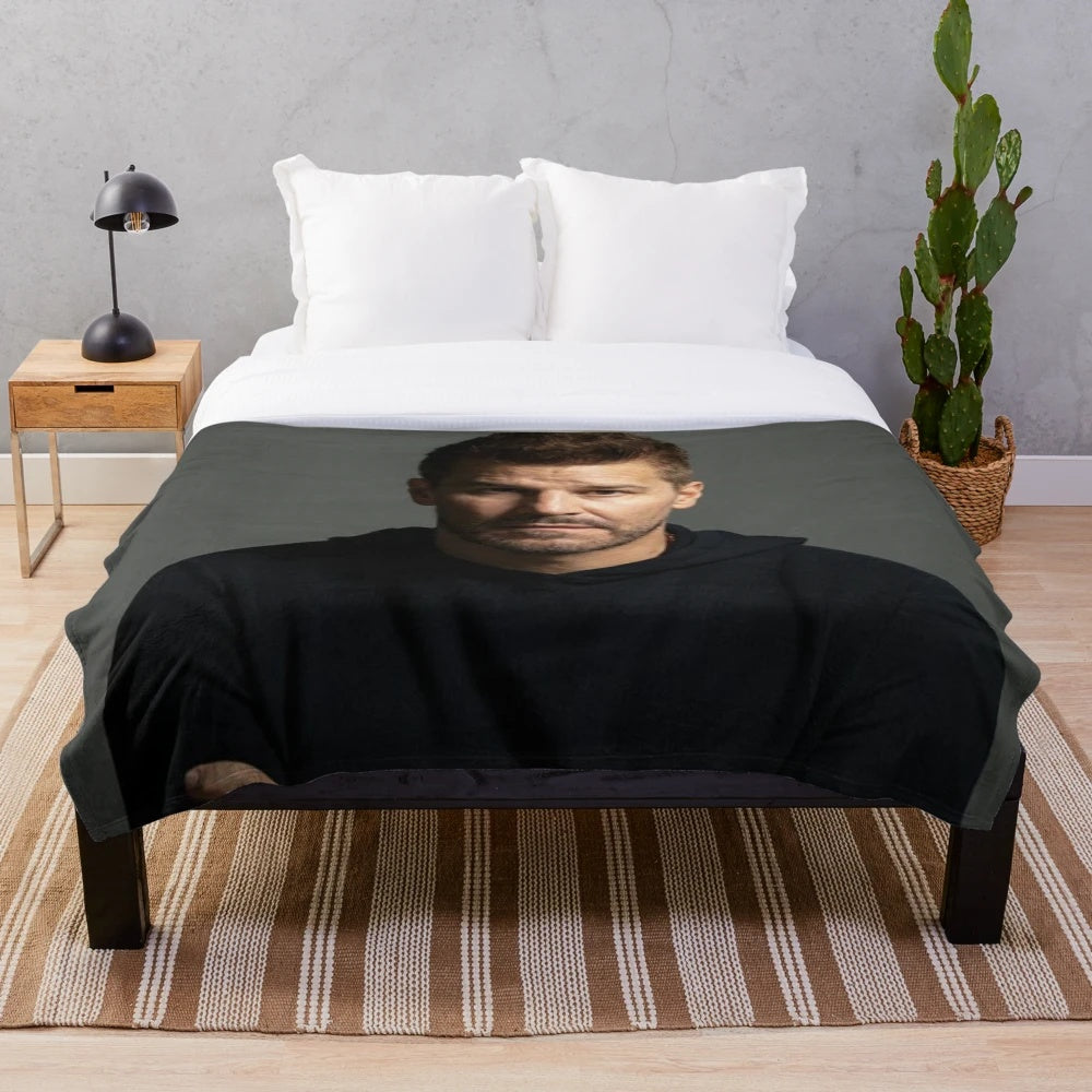 Plush blanket featuring David Boreanaz as Seeley Booth from Bones and Angel