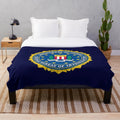 Unofficial FBI Themed Plush Blanket with Department of Justice, National Security, and Domestic Intelligence Designs