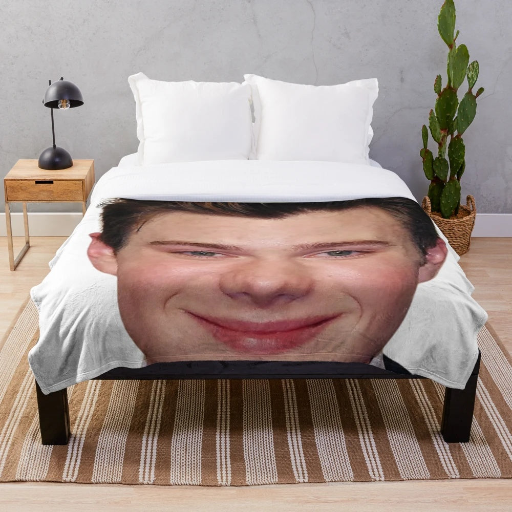 Soft and cozy plush blanket featuring the character Kurt Hummel from the TV show Glee