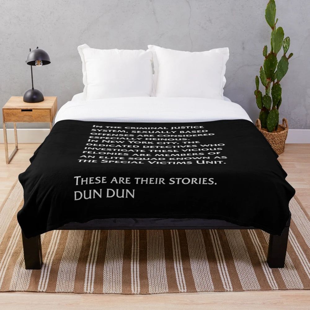 Plush blanket featuring the iconic "Law & Order: SVU" intro sequence