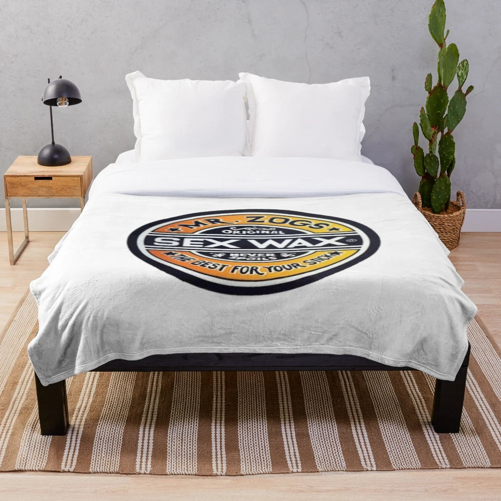 Mr Zogs inspired plush blanket with surf wax design
