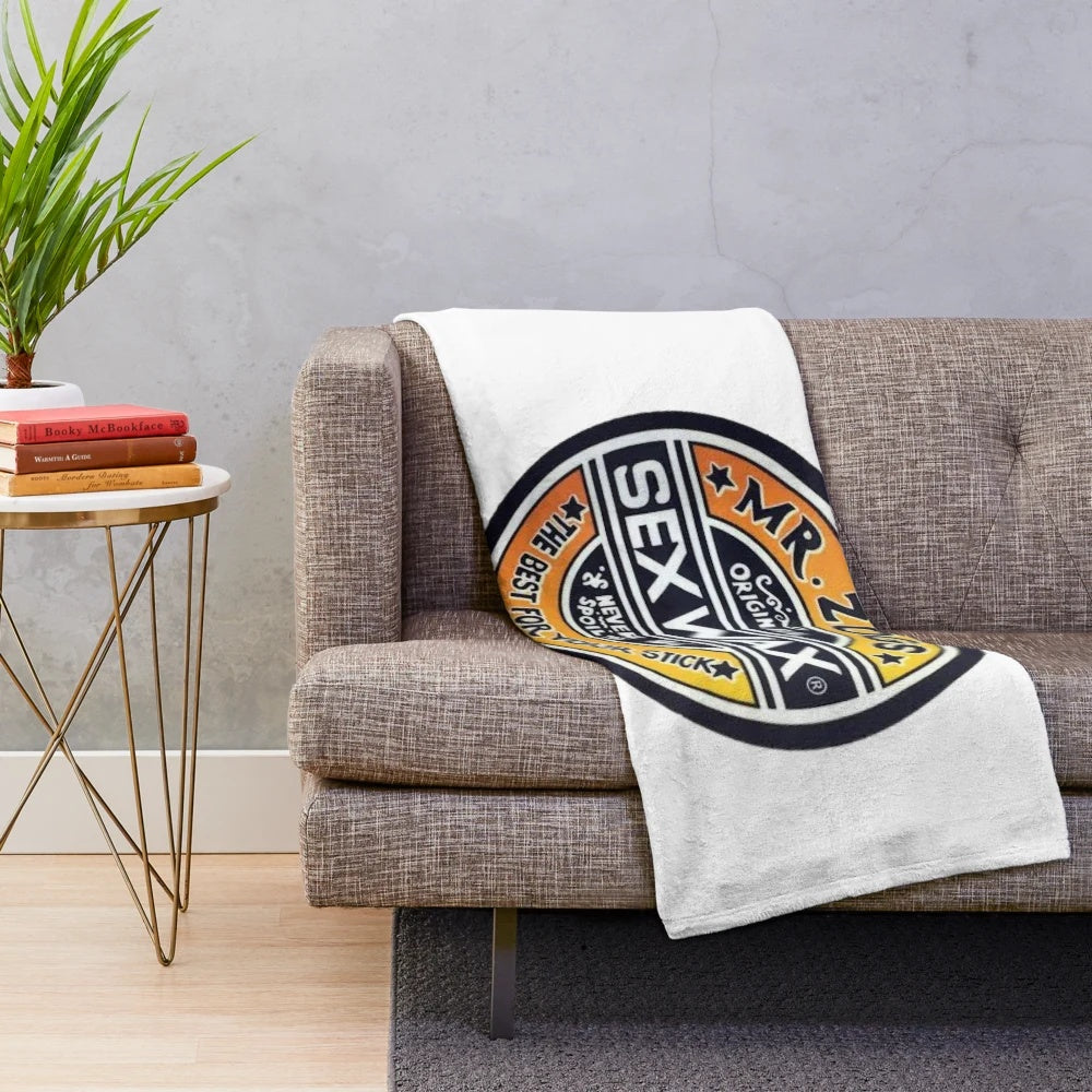 Mr Zogs inspired plush blanket with surf wax design