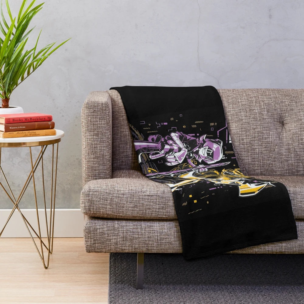 Plush blanket featuring the characters from the Murder Drones series