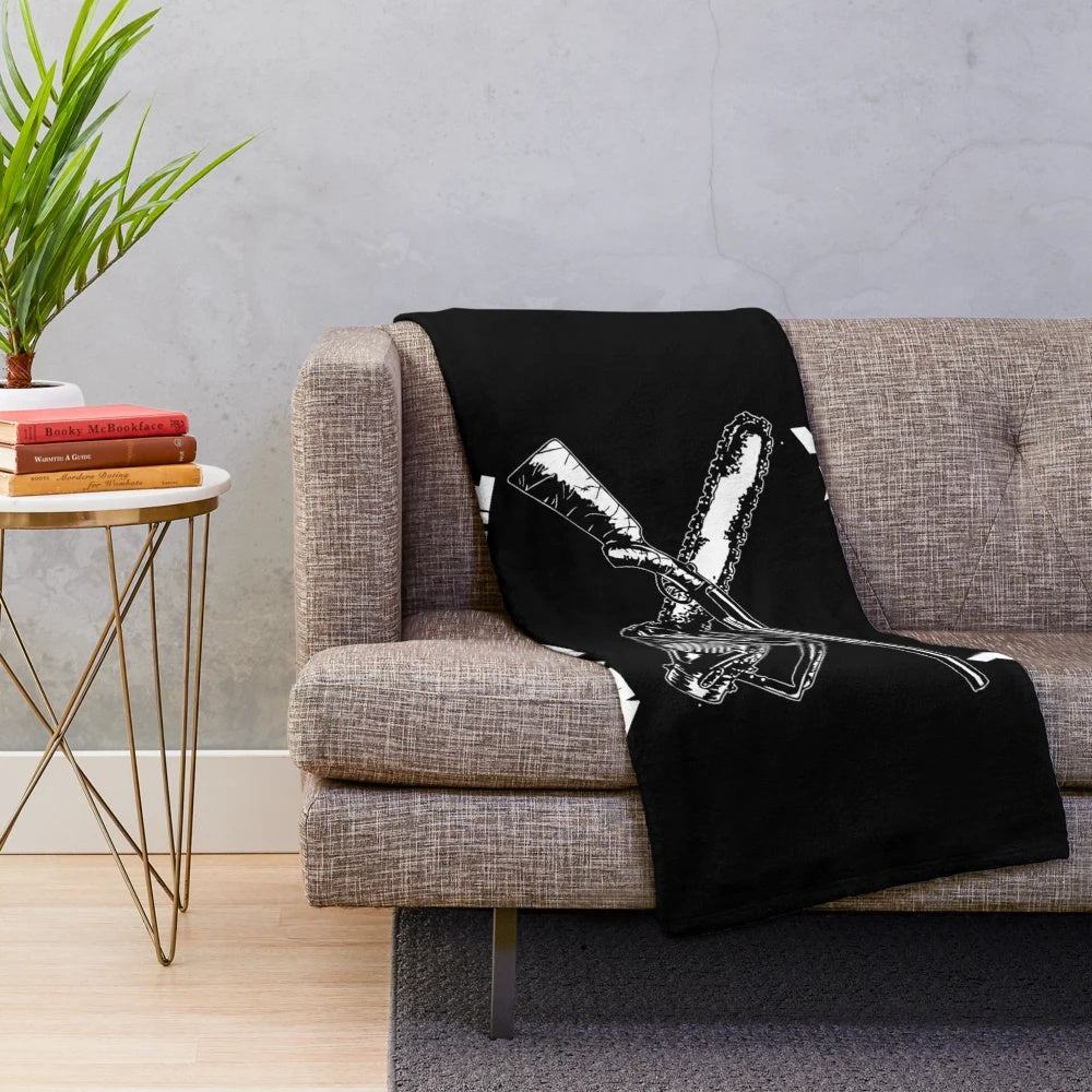 Shoot First Think Never" Plush Blanket for Army of Darkness and Evil Dead Fans