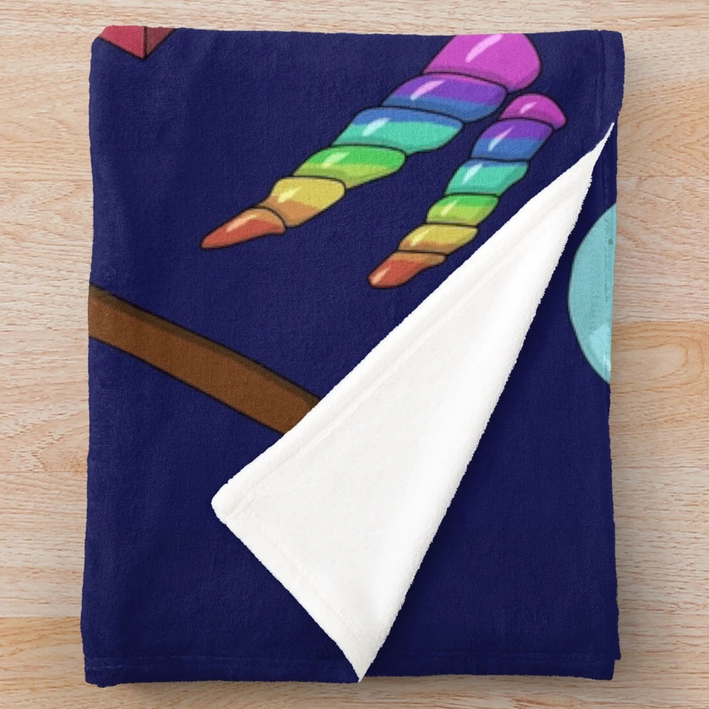 Blue plush blanket with TAZ-inspired pattern