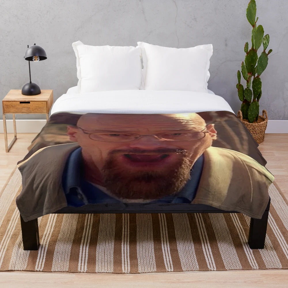 Plush blanket featuring the iconic Walter White meme from Breaking Bad