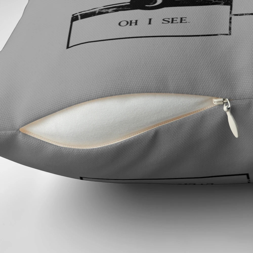 Pillow depicting the 6 stages of debugging in computer programming