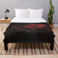Unsettling and creepy plush blanket featuring a surreal, dark art depiction of a canine