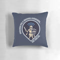 A Wi-Fi Warrior Pillow featuring a minimalist medieval-inspired design with a shield, sword, and armor symbolizing a strong wireless connection.