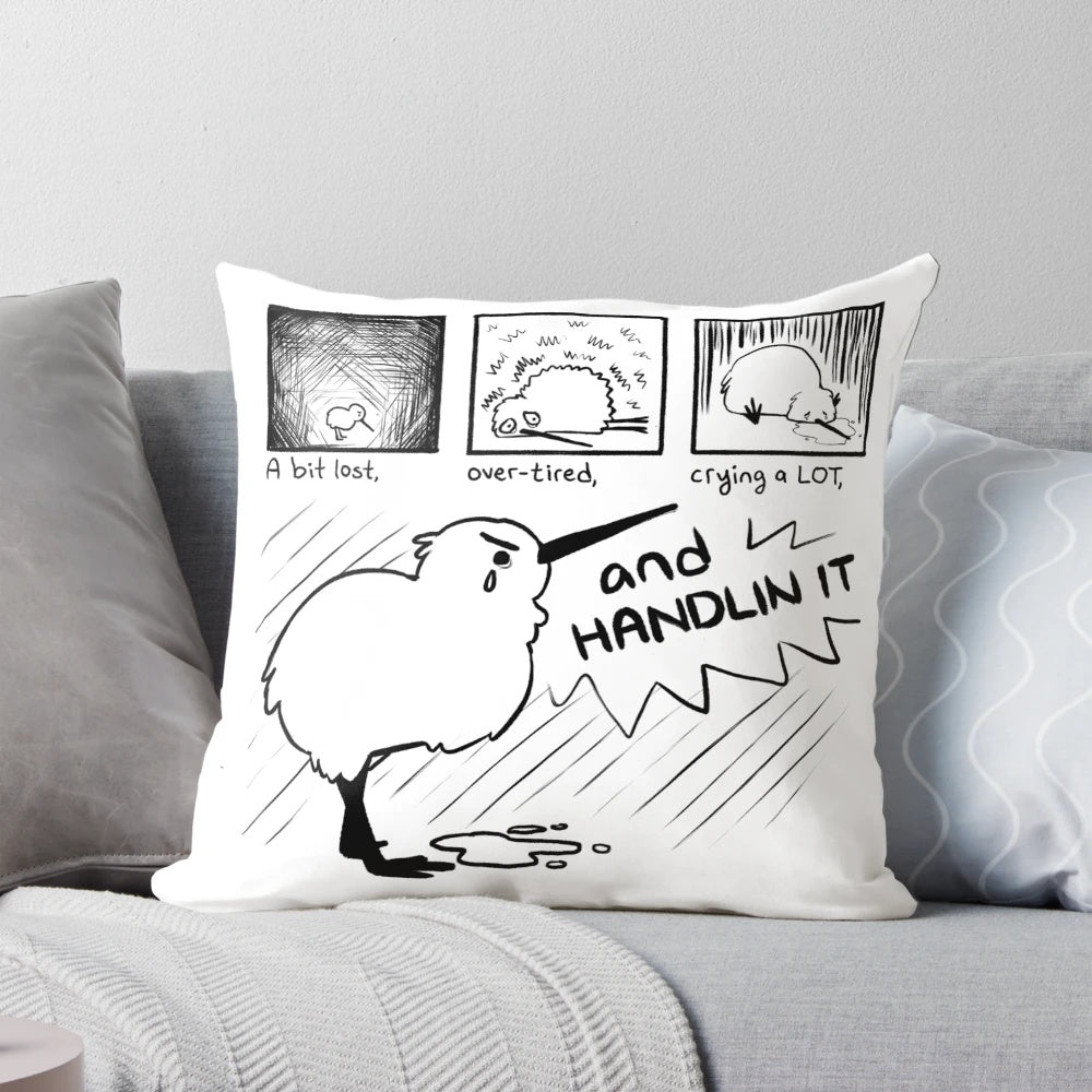 HANDLIN IT' Kiwi Bird Comic Pillow - A Cheerful and Uplifting Accent for Your Home