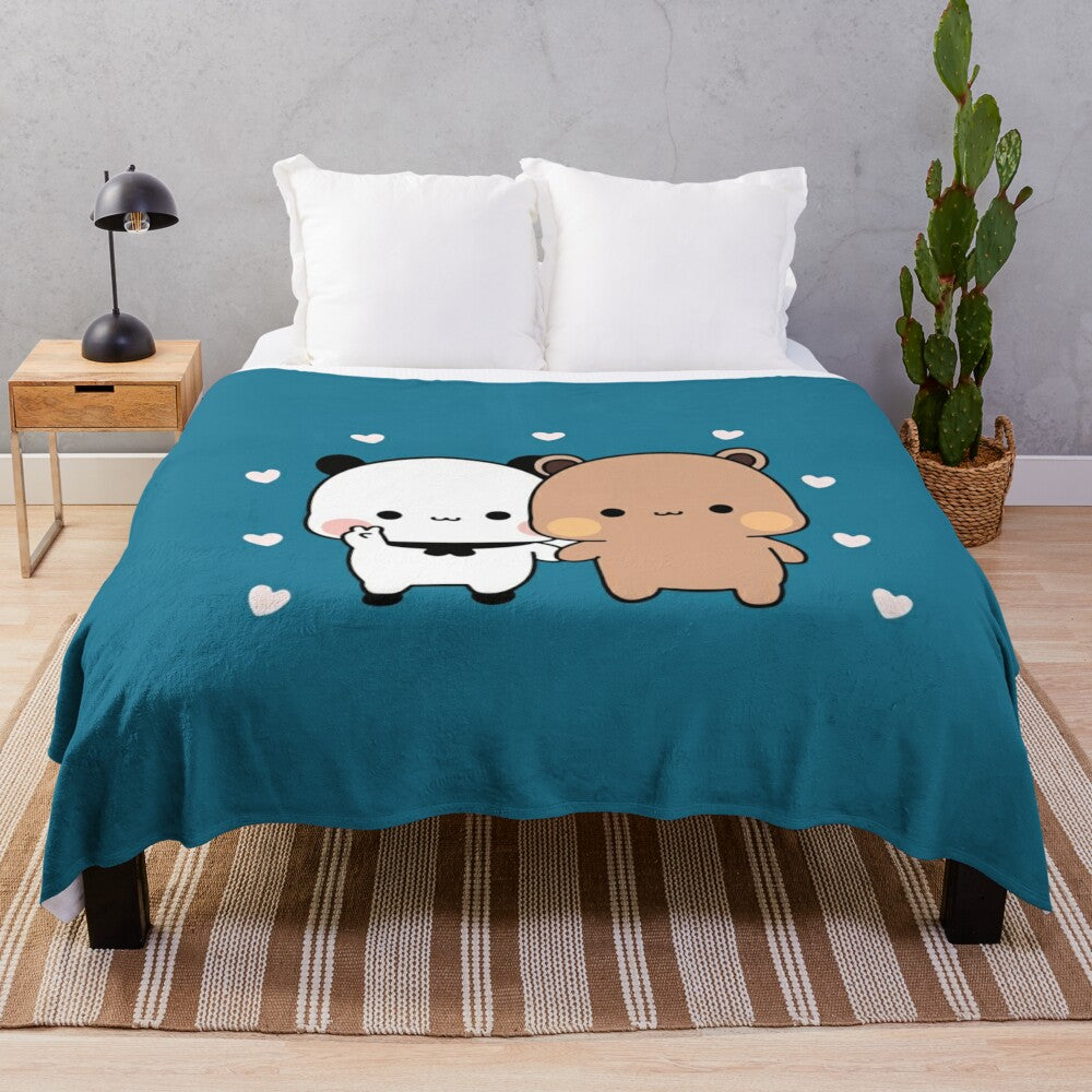 Panda plush blanket with a cute and fluffy panda design