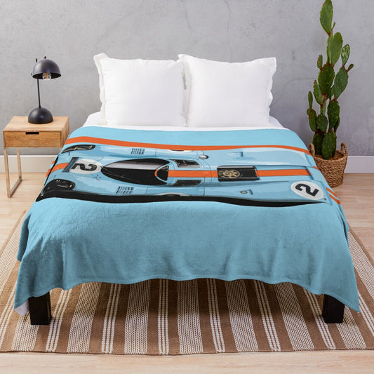 Plush blanket featuring the classic Porsche 917 race car livery