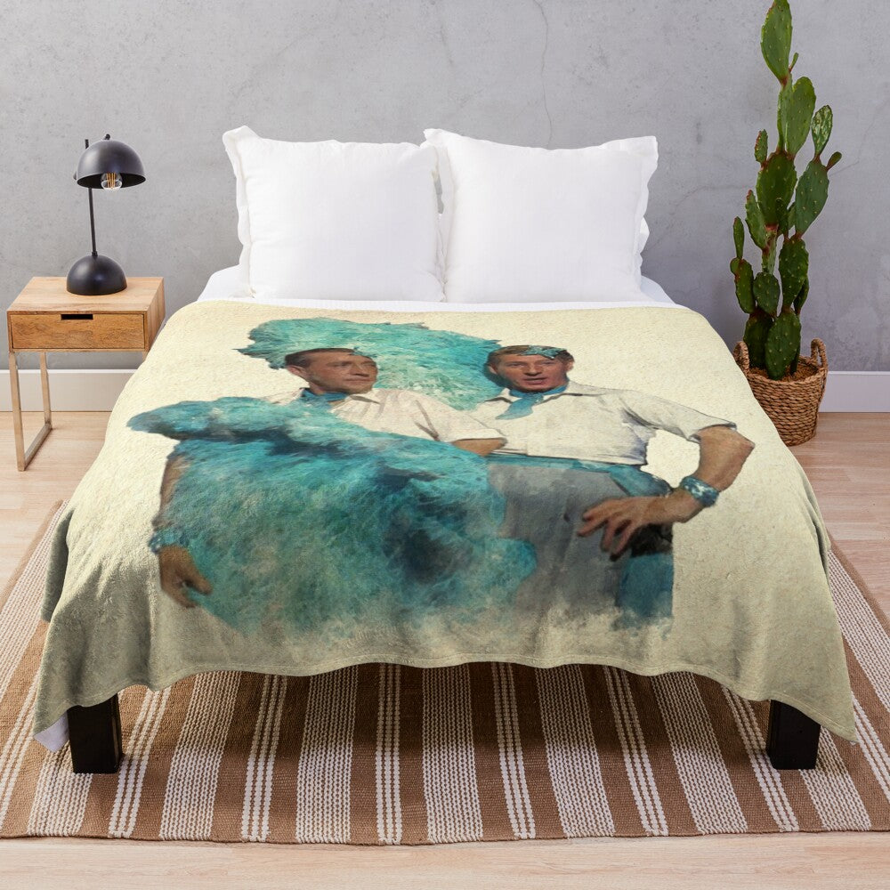 Watercolor plush blanket with vintage film design