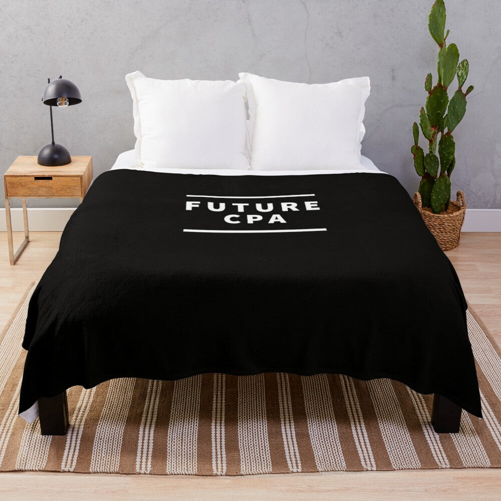 Plush blanket with "Note the future CPA" text for aspiring accountants and bookkeepers