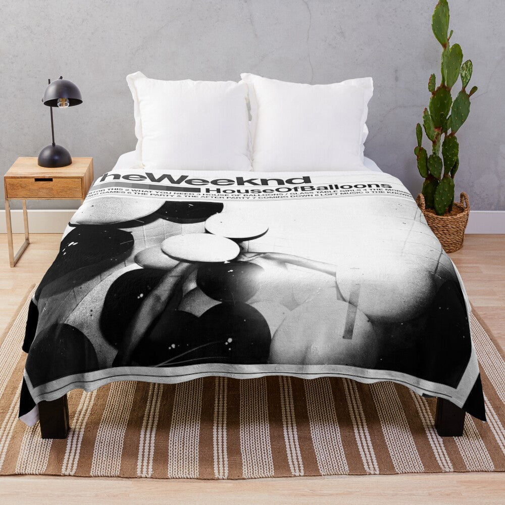 The Weeknd-inspired plush blanket with graphic design