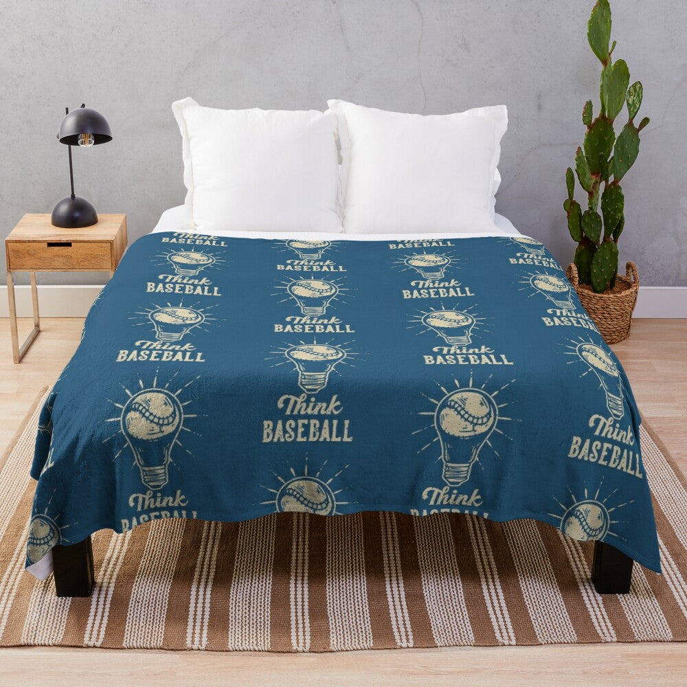 Baseball-themed plush blanket with a light bulb design