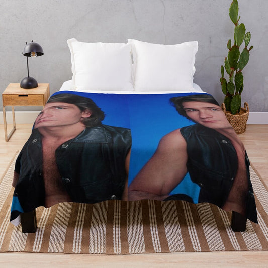 Cozy plush blanket featuring a vintage-style image of actor Patrick Swayze