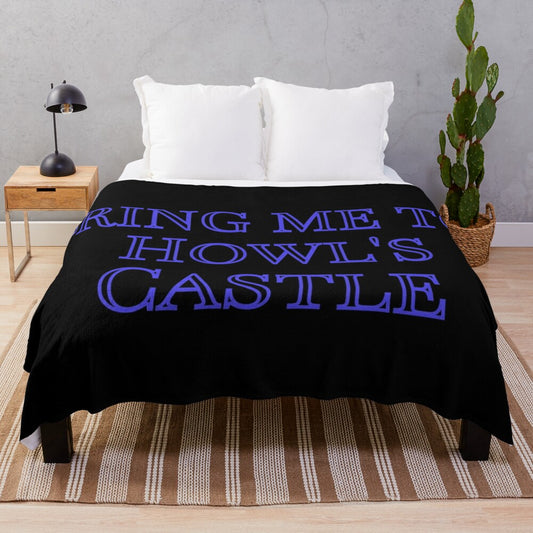 Howl's Moving Castle inspired black and white plush blanket