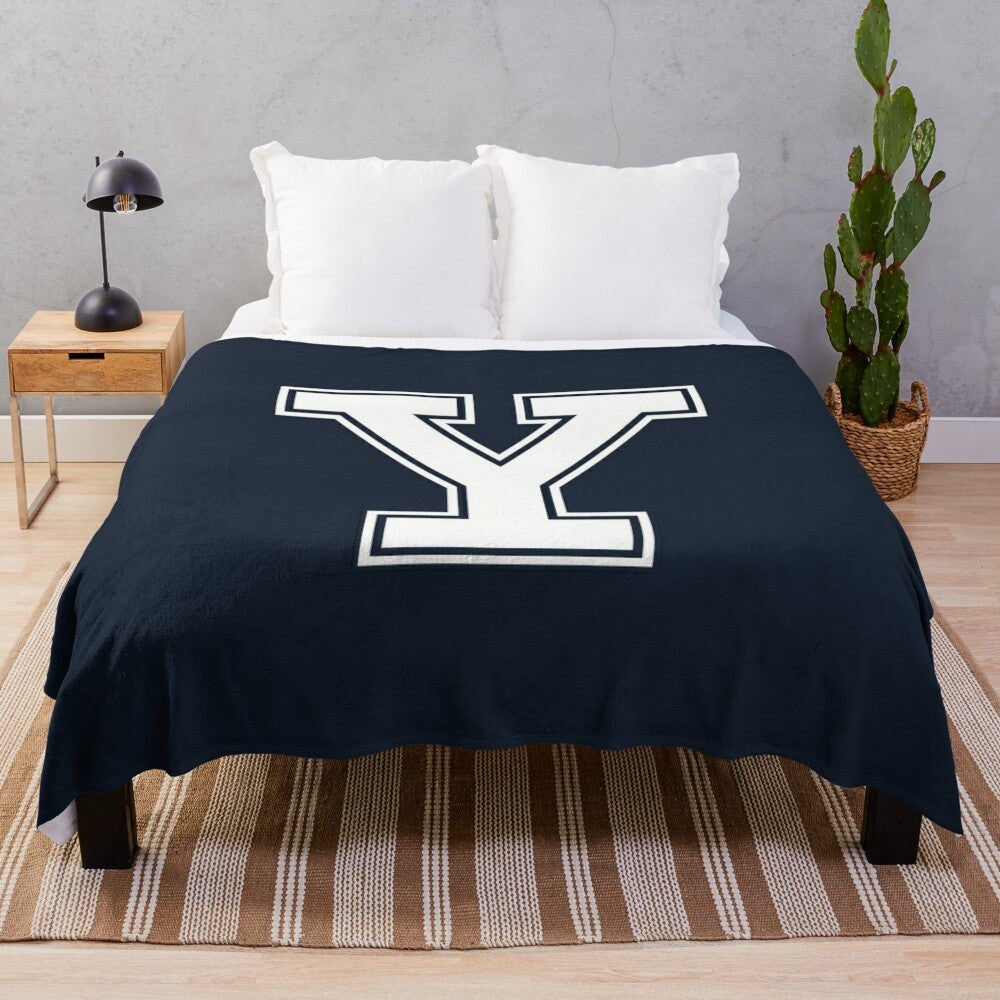 Yale Bulldogs Plush Blanket with Elis Logo