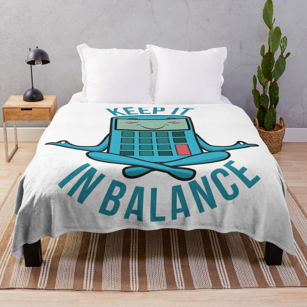 Accounting pun plush blanket featuring a humorous design related to the accounting profession and yoga