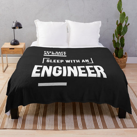 Plush blanket featuring an engineer design