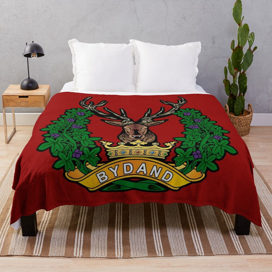 Tartan plush blanket featuring the iconic Gordon Highlanders military design