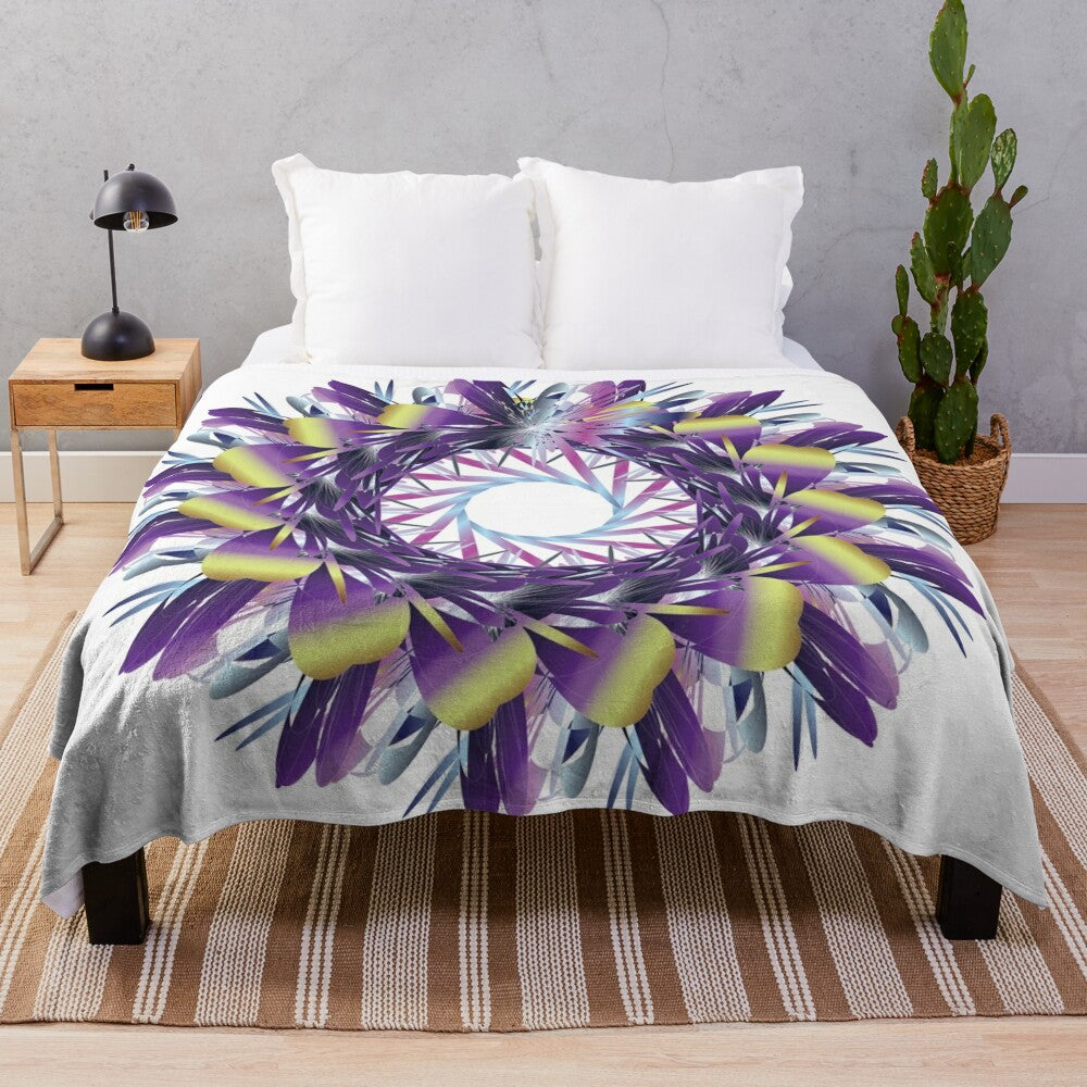 Luxurious designer plush blanket with a modern, geometric pattern