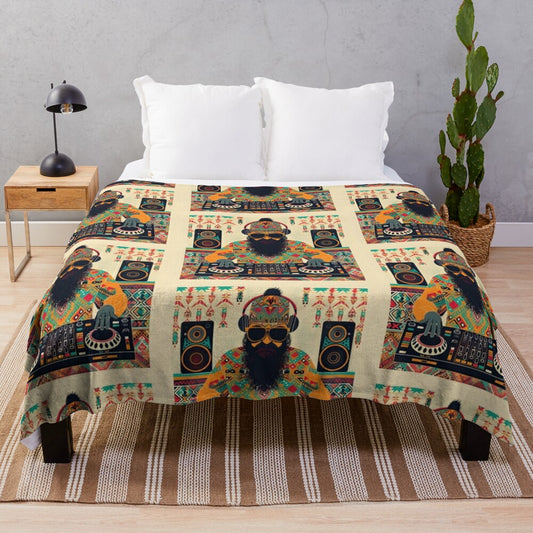 Kilim patterned plush blanket for modern home decor