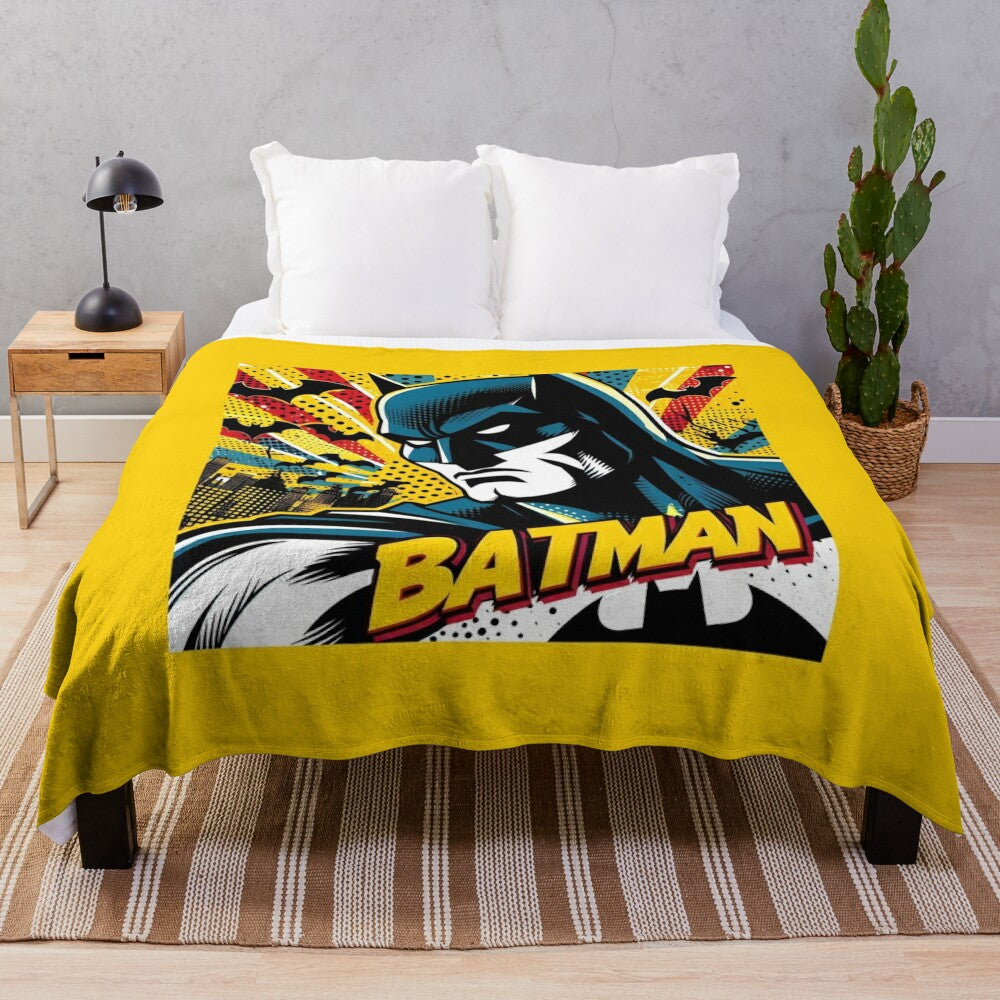 Batman graphic plush blanket with bold, vibrant design