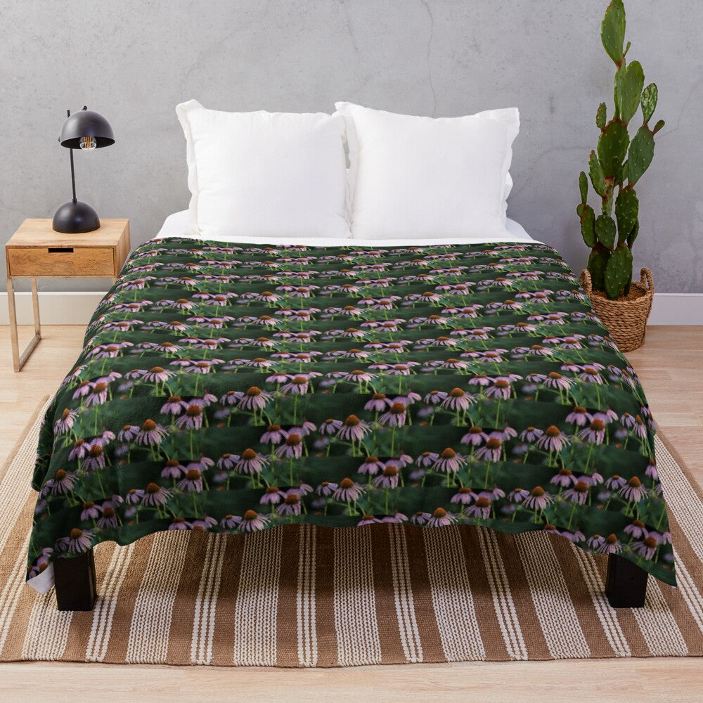 Soft, plush blanket featuring a beautiful echinacea flower design