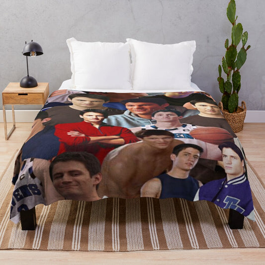 Personalized photo collage plush blanket featuring nathan scott