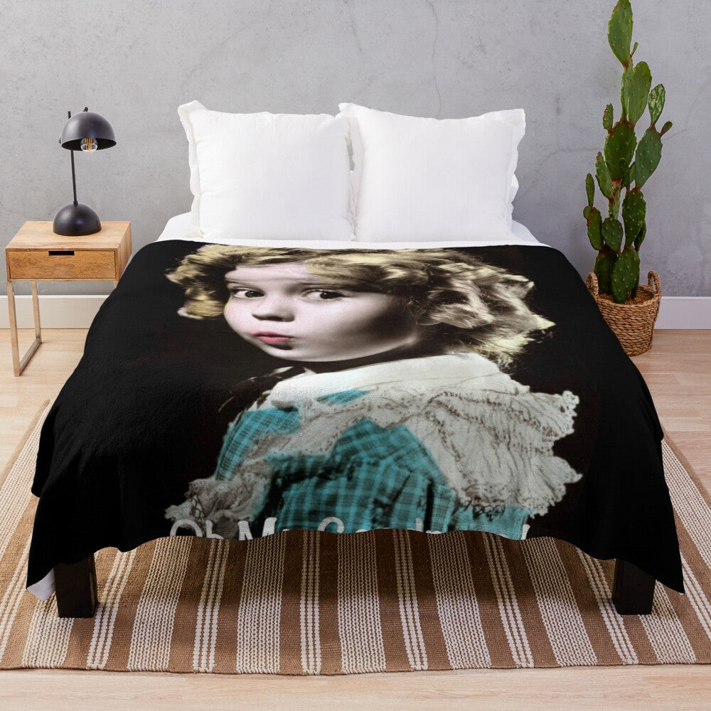 Shirley Temple plush blanket with retro Hollywood design