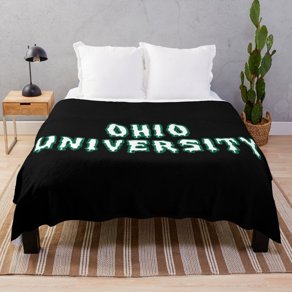 Soft and plush Ohio University-themed blanket