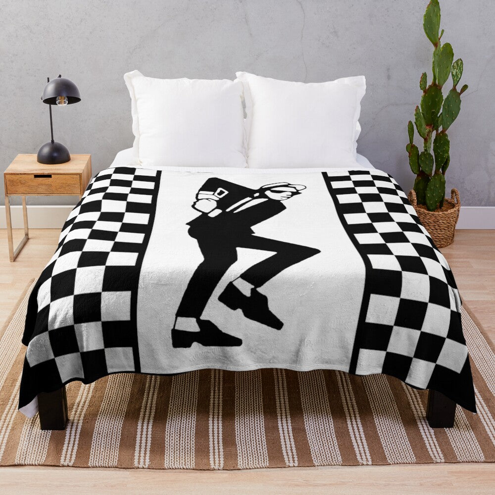 Retro Rude Boy Plush Blanket with Ska, Punk, and Pop Art Inspired Design