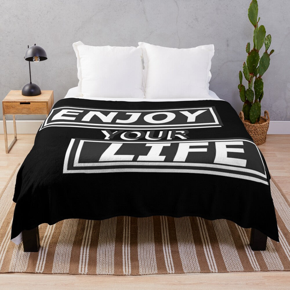 Cozy plush blanket with inspirational typography design