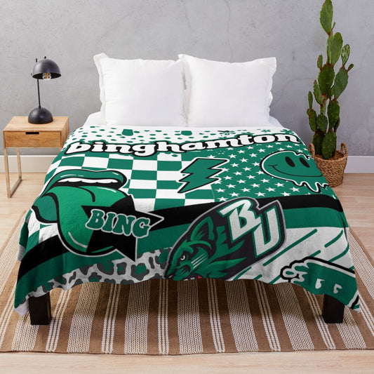 Cozy plush blanket with trendy design for college dorm and home