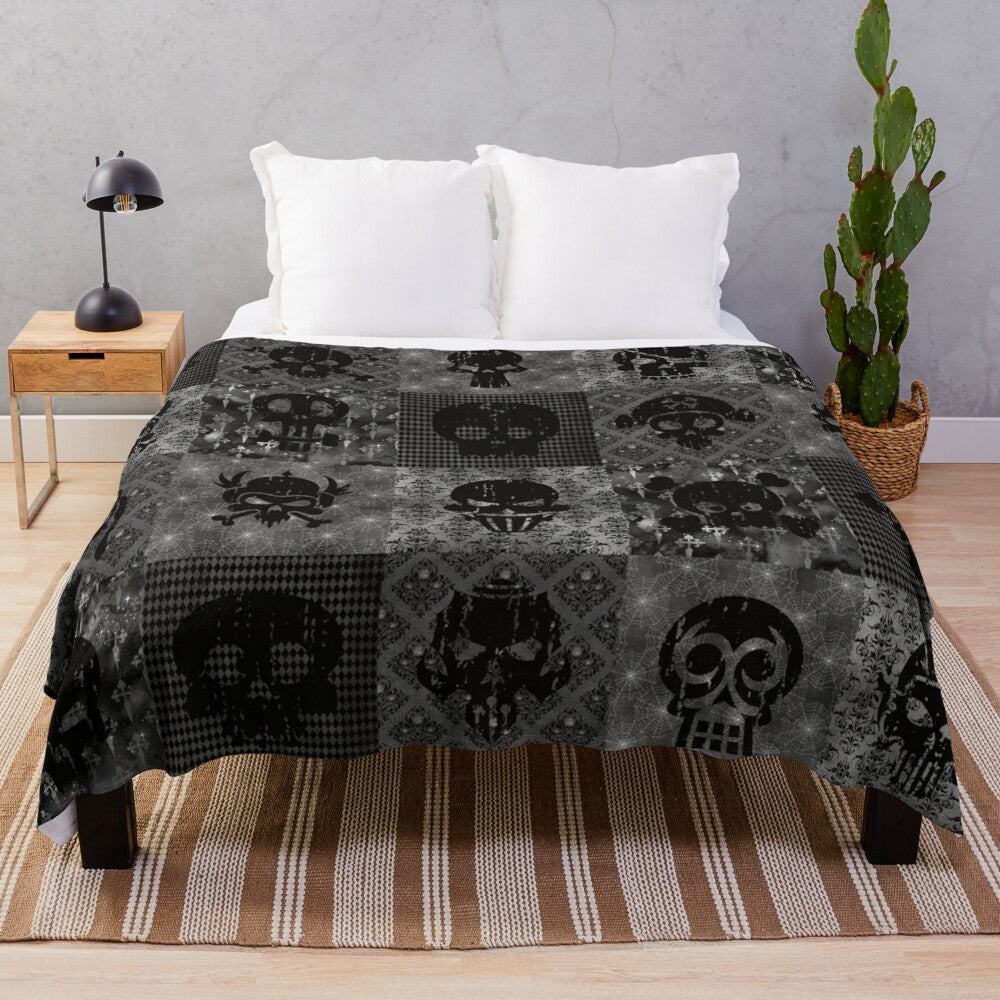 Skull Collage Plush Blanket - Soft, Cozy, and Hauntingly Stylish