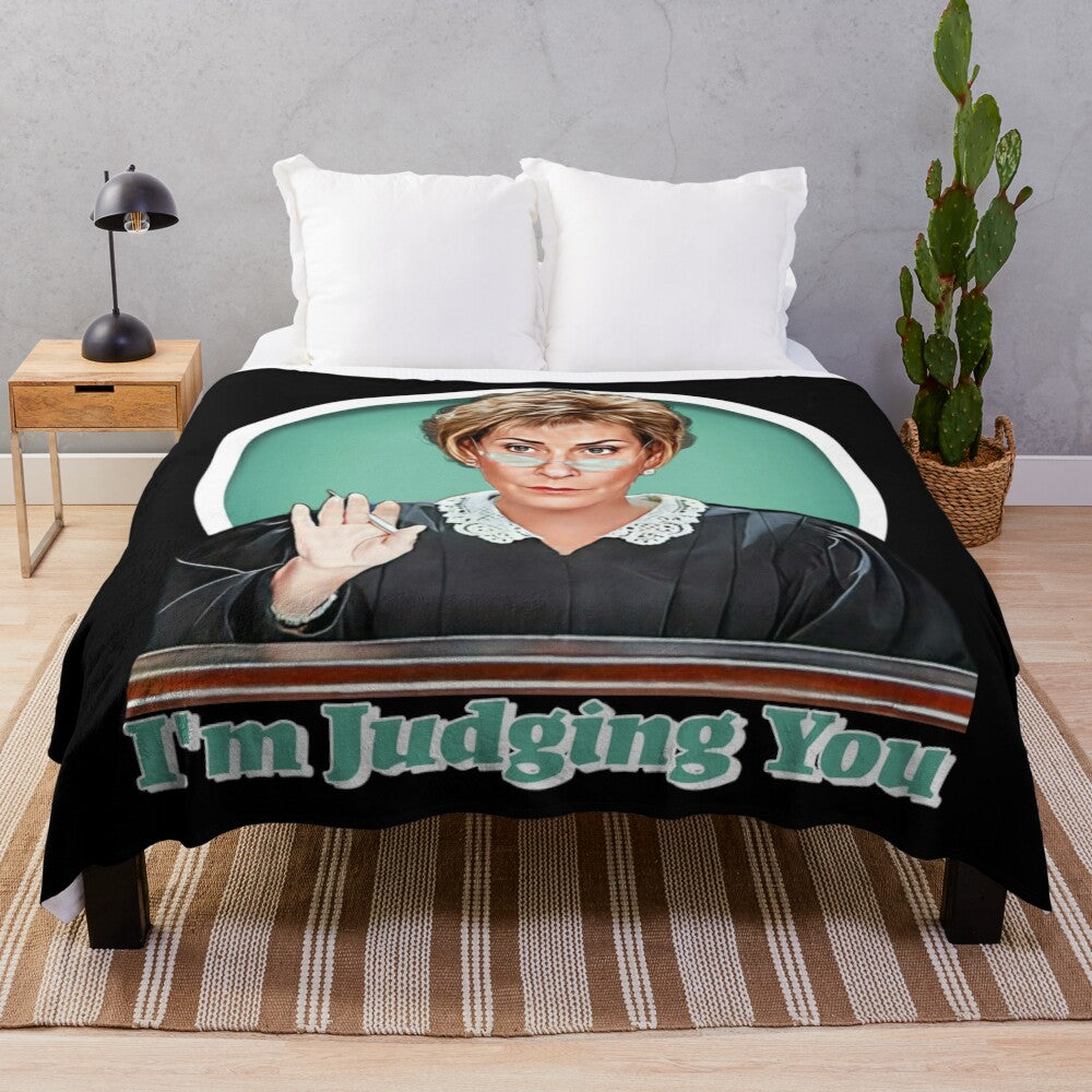 A plush blanket featuring the iconic Judge Judy