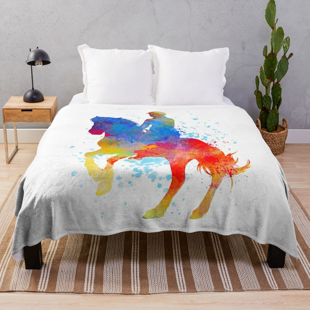 Equestrian Watercolor Sports Plush Blanket