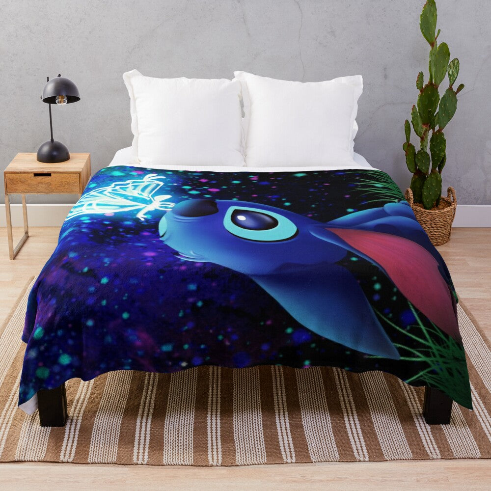 Stitch butterfly starry sky plush blanket