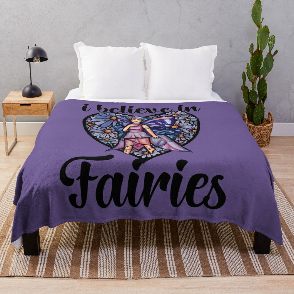 I Believe in Fairies Plush Blanket with Cute Fairy Design