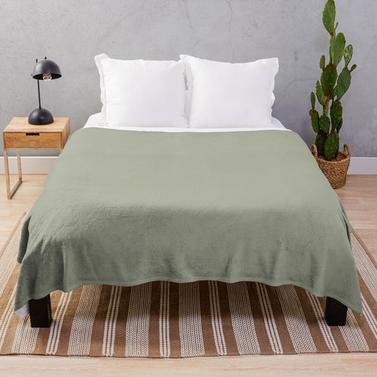 Sage green plush linen blanket for a cozy and relaxing ambiance