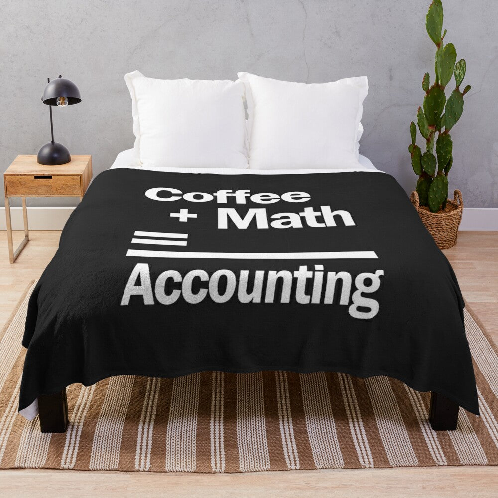 Accounting plush blanket with coffee and math designs